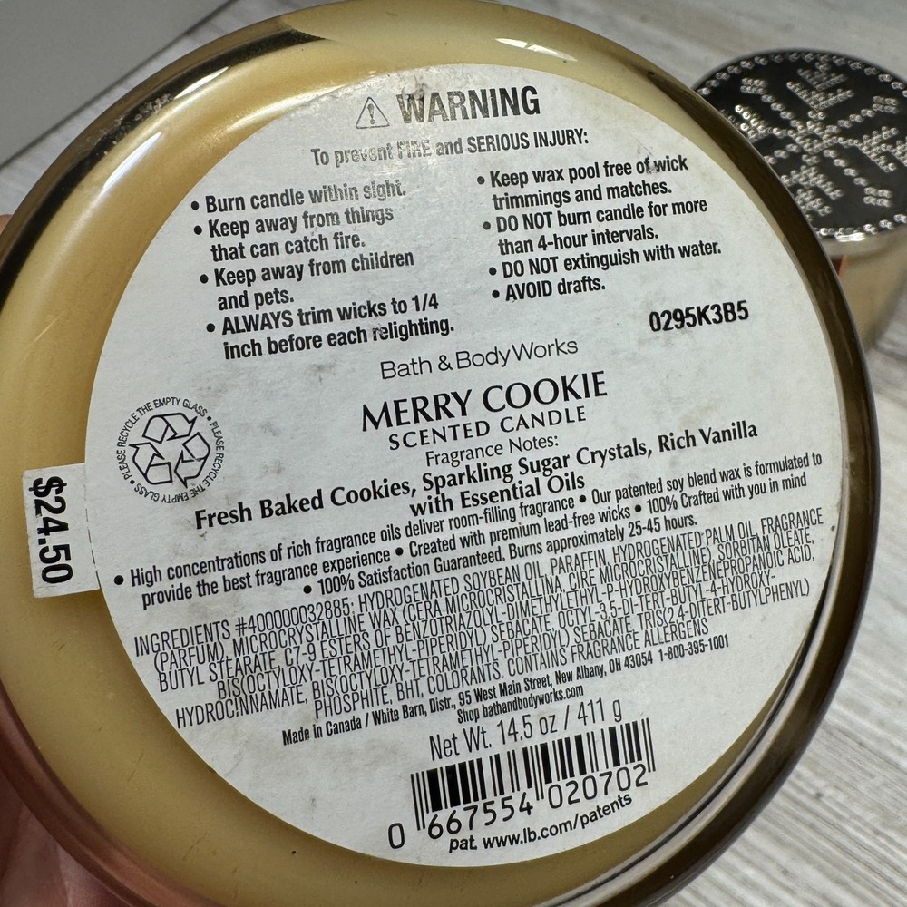 Lot 3 - Bath & Body Works Scented Candle 2 Salted Caramel 1 Merry Cookie 14.5oz - Picture 3 of 6